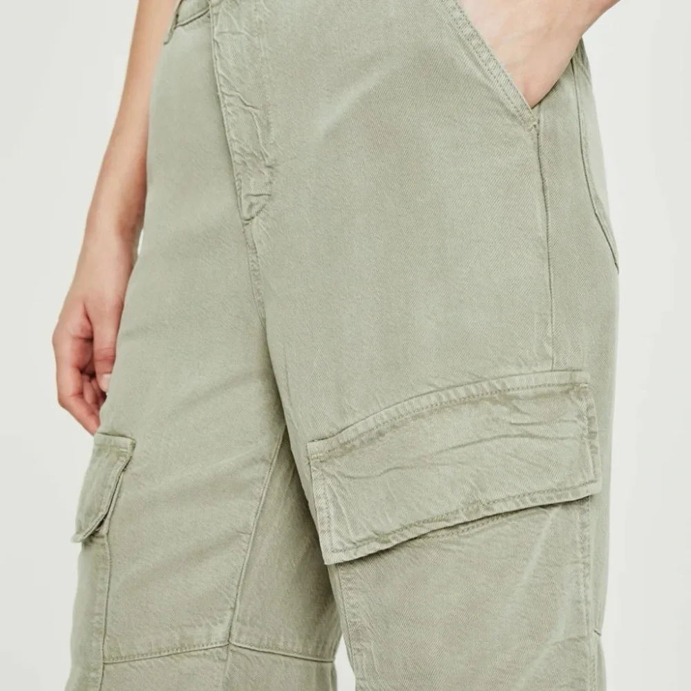 AG Los Angeles Knoxx Cargo High Rise Baggy Boyfriend green pants. Grunge utility - Picture 4 of 16